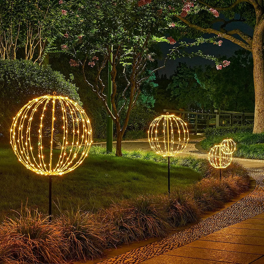 Decorative LED Sphere Battery-Powered Foldable Weather-Resistant