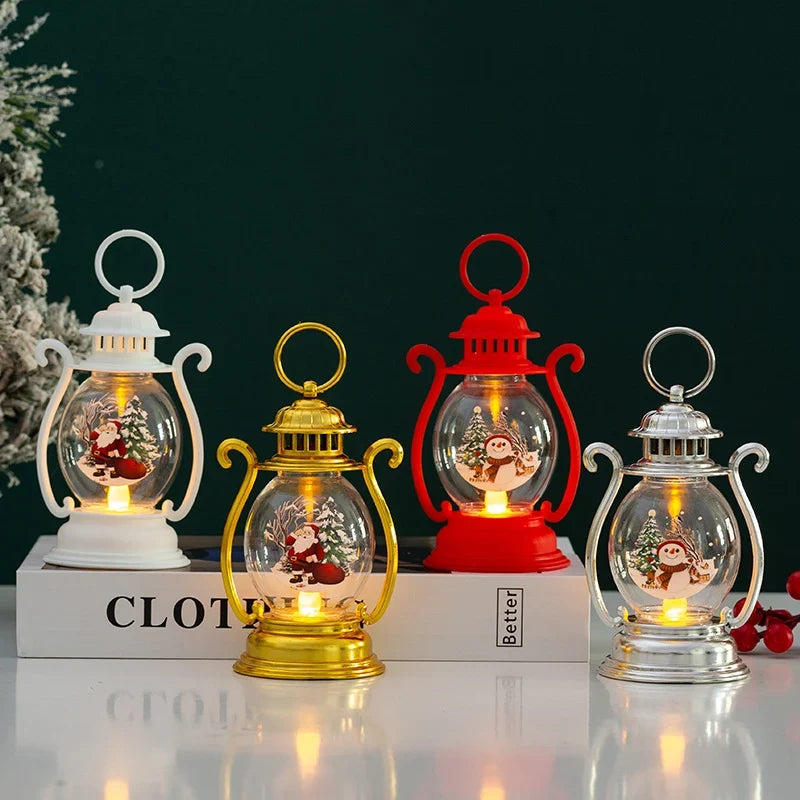 Decorative Lantern Christmas Motif Glass & Metal