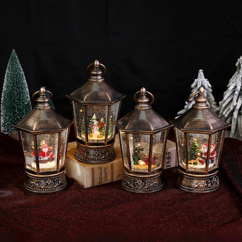 Decorative Lantern Gold Christmas Motifs Warm LED Indoor & Outdoor