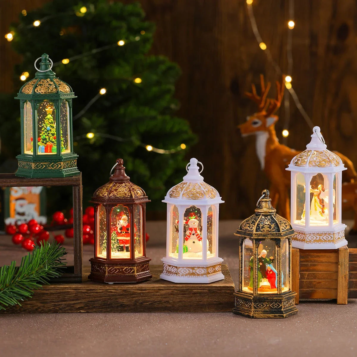 Decorative Lantern Holiday Figurine Warm LED Battery Operated