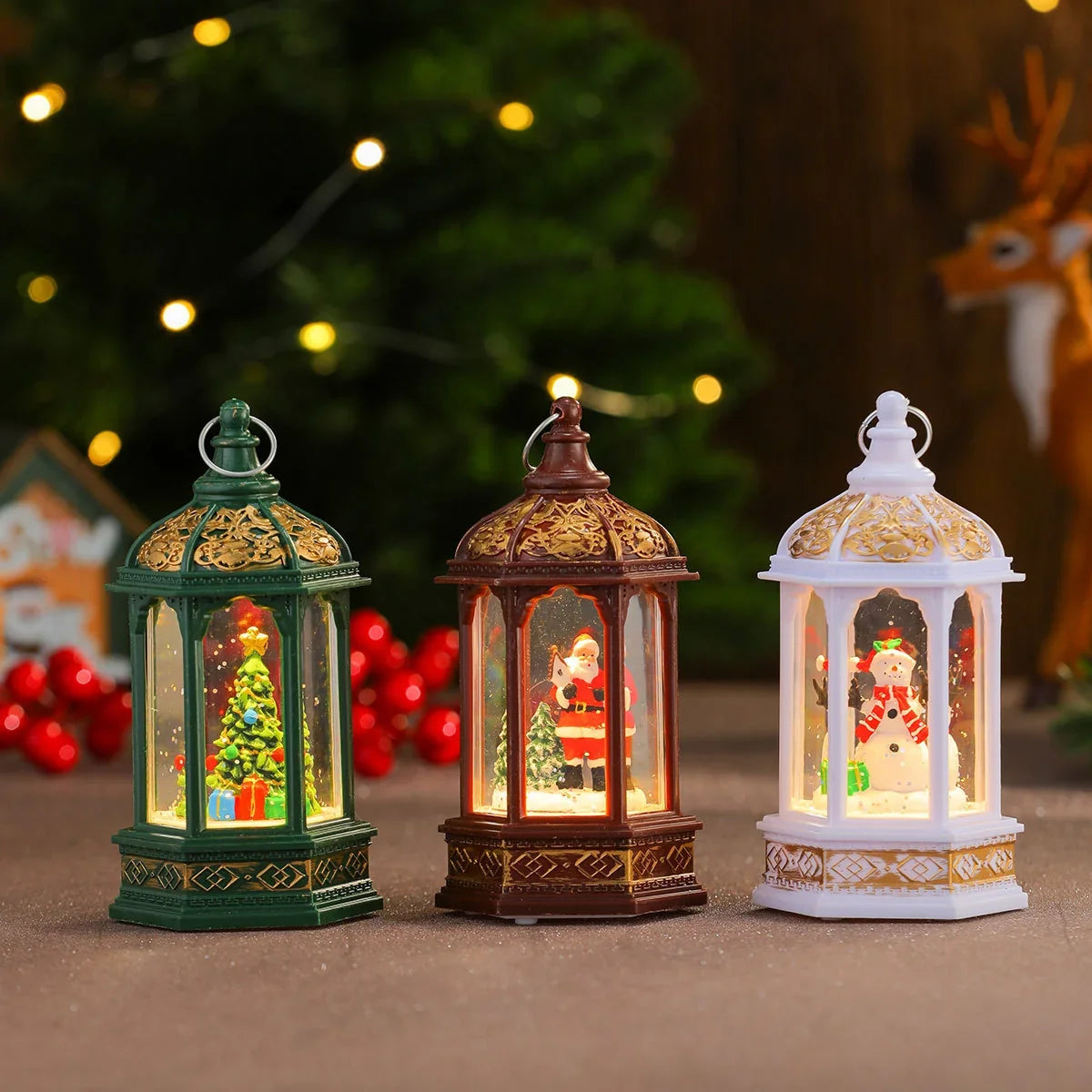 Decorative Lantern Holiday Figurine Warm LED Battery Operated