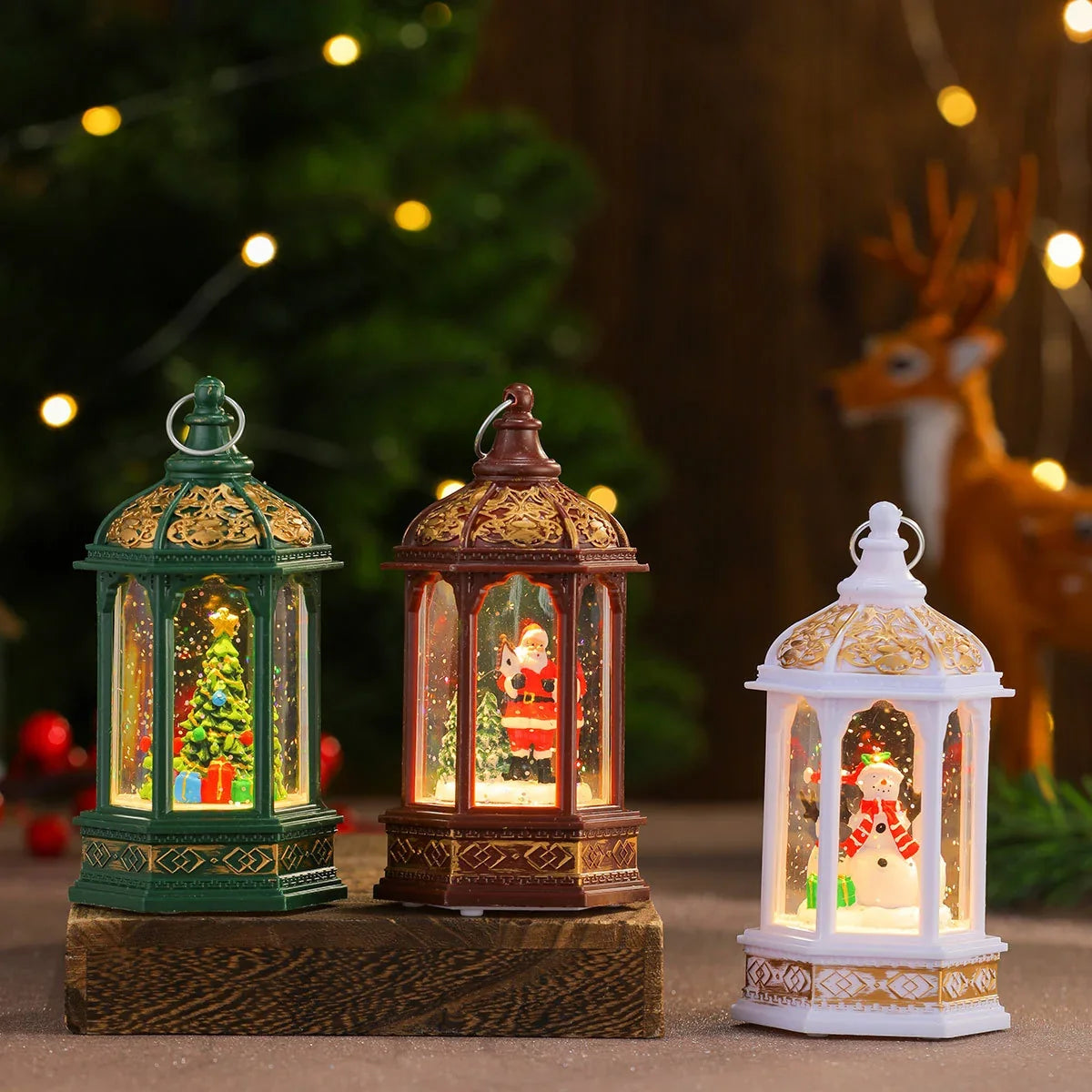 Decorative Lantern Holiday Figurine Warm LED Battery Operated