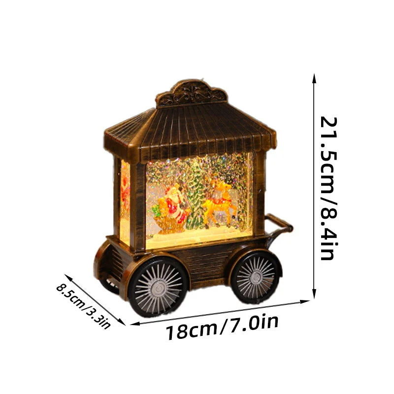 Decorative Lantern Snow Globe Effect Metal & Glass