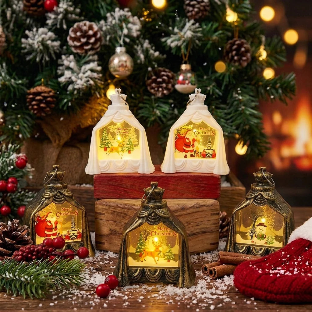 Decorative Lantern Snowman Scene Soft Warm Glow