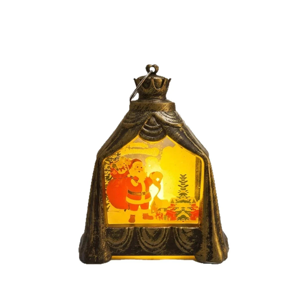 Decorative Lantern Snowman Winter Scene Soft Ambient Lighting