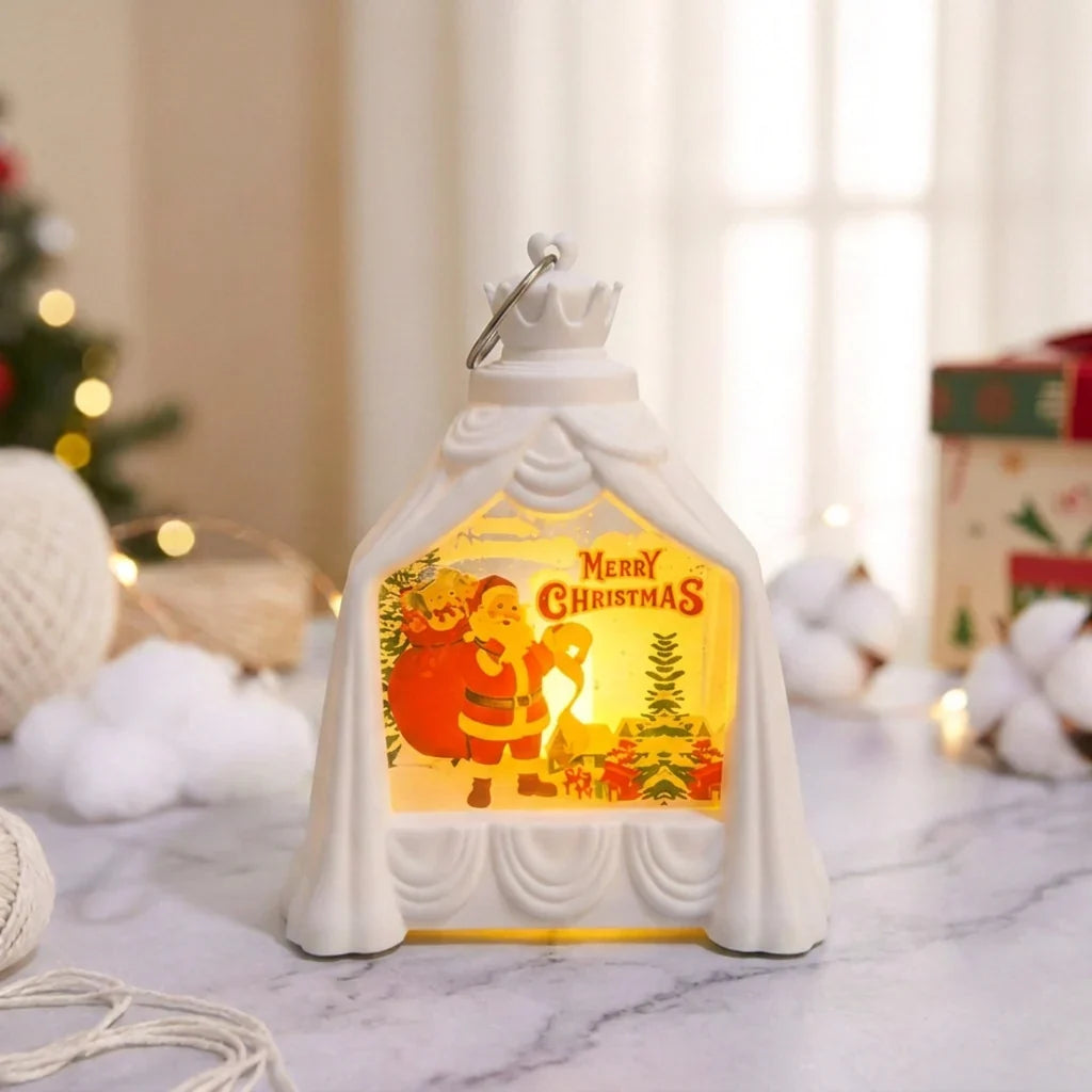 Decorative Lantern Snowman Winter Scene Soft Ambient Lighting