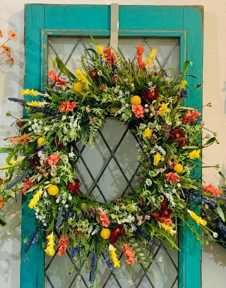 Decorative Wreath Layered Wildflowers 19-22 Inch