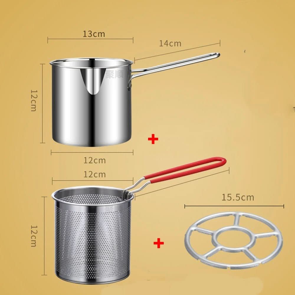 Deep Fryer Pot Stainless Steel Oil-Saving Design 1.2L Capacity