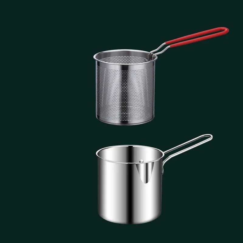 Deep Fryer Pot Stainless Steel Oil-Saving Design 1.2L Capacity