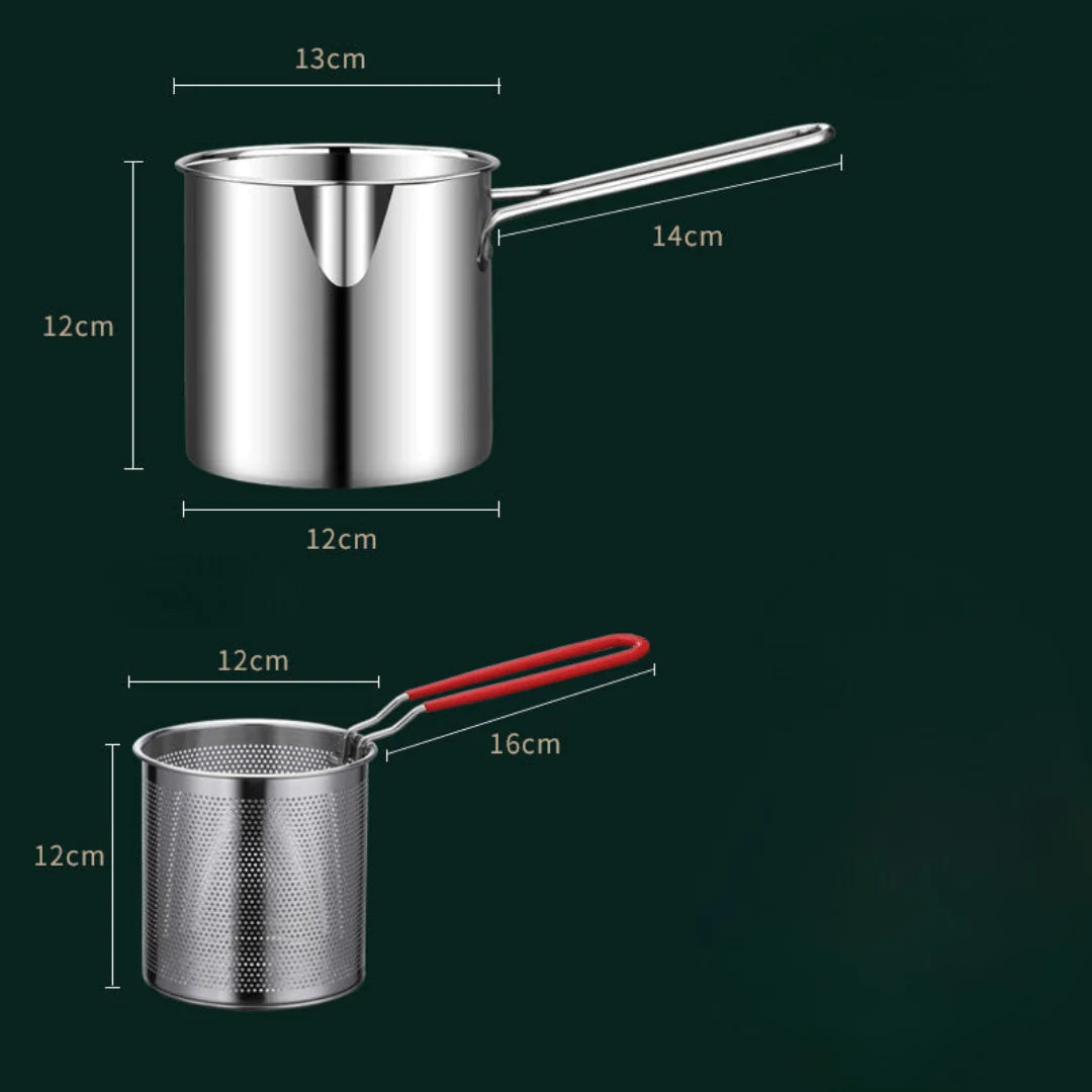 Deep Fryer Pot Stainless Steel Oil-Saving Design 1.2L Capacity