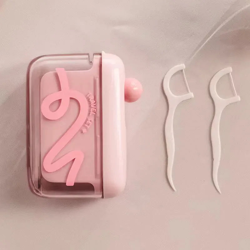 Dental Floss Pick Case Portable Refillable 100 Picks