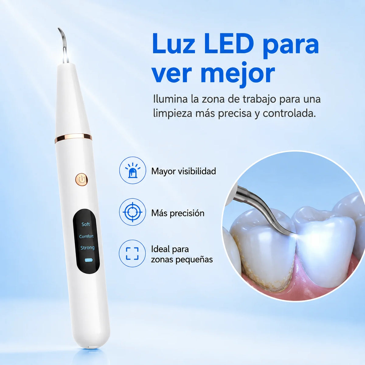 Dental Tartar Remover Ultrasonic LED Light Three Settings