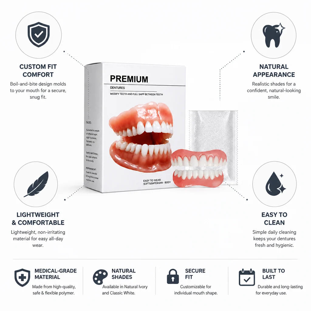 Denture Set Boil-and-Bite Custom Fit Upper & Lower