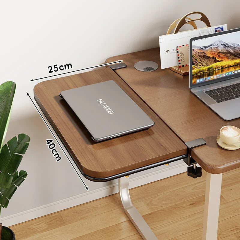 Desk Extension Shelf Bamboo Adjustable Clamp-On Design