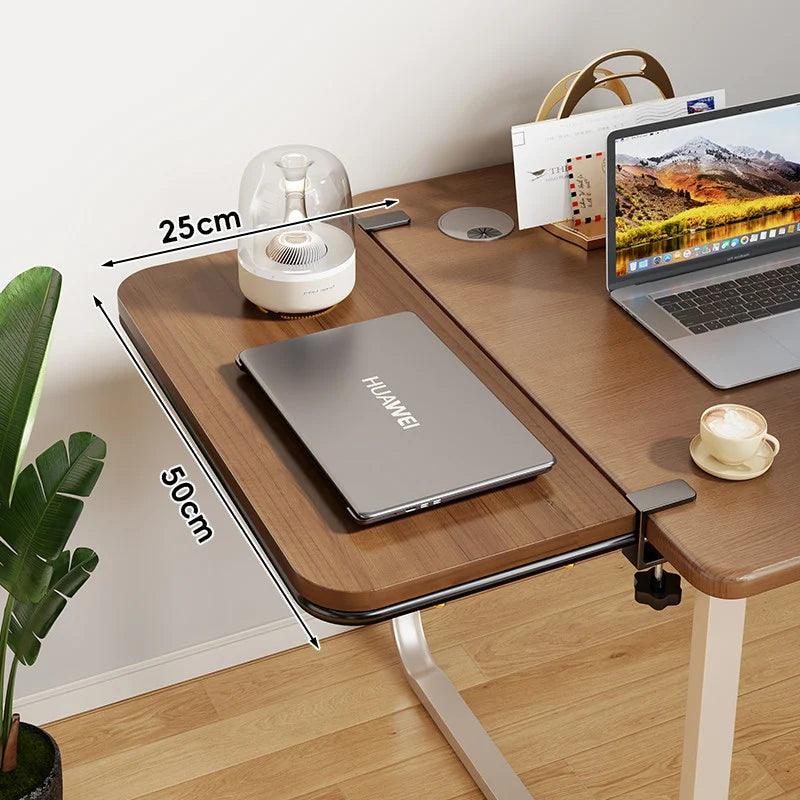 Desk Extension Shelf Bamboo Adjustable Clamp-On Design