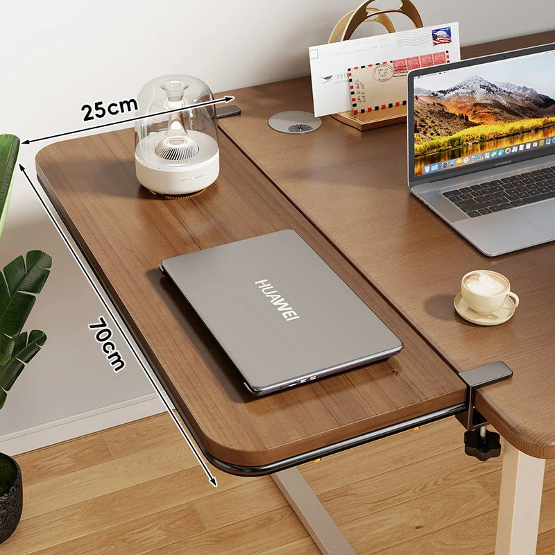 Desk Extension Shelf Bamboo Clamp-On Adjustable No-Drill Mount