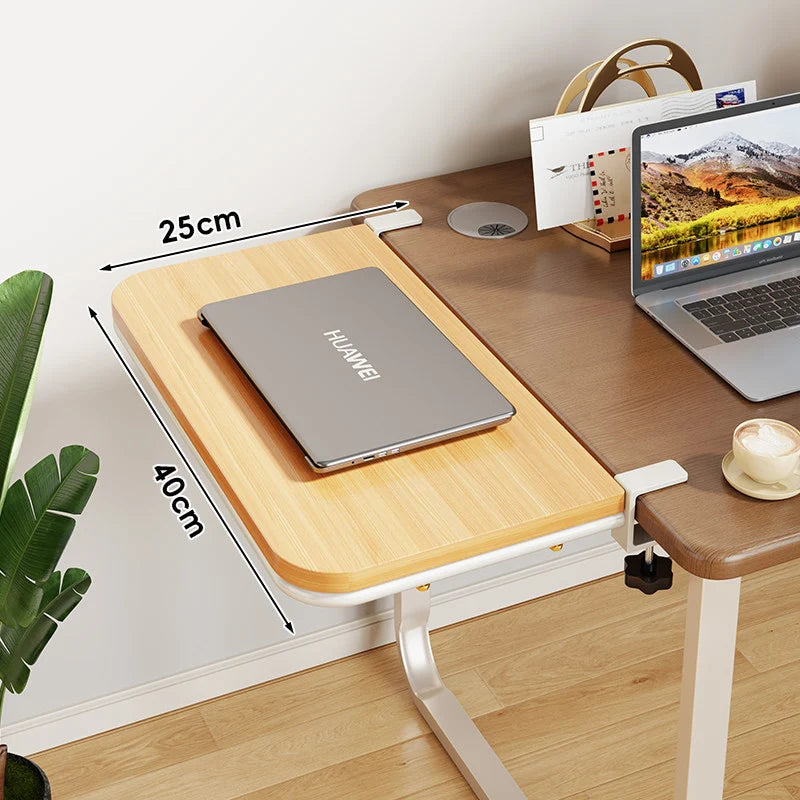 Desk Extension Shelf Bamboo Clamp-On Adjustable No-Drill Mount