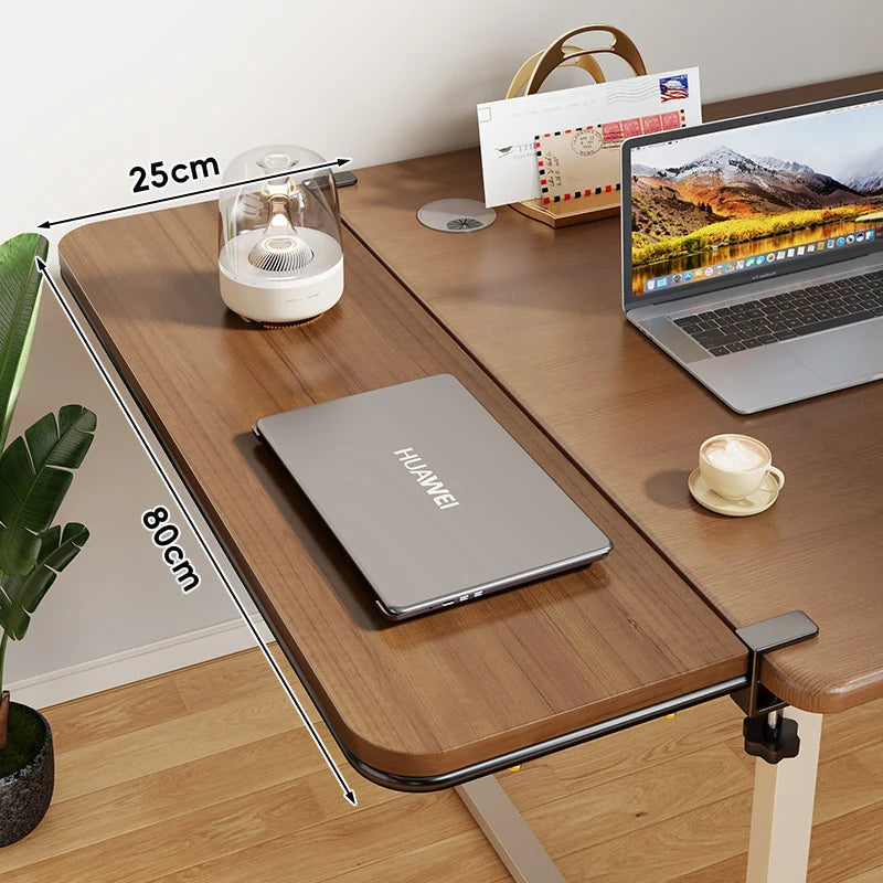 Desk Extension Shelf Bamboo Clamp-On Adjustable No-Drill Mount