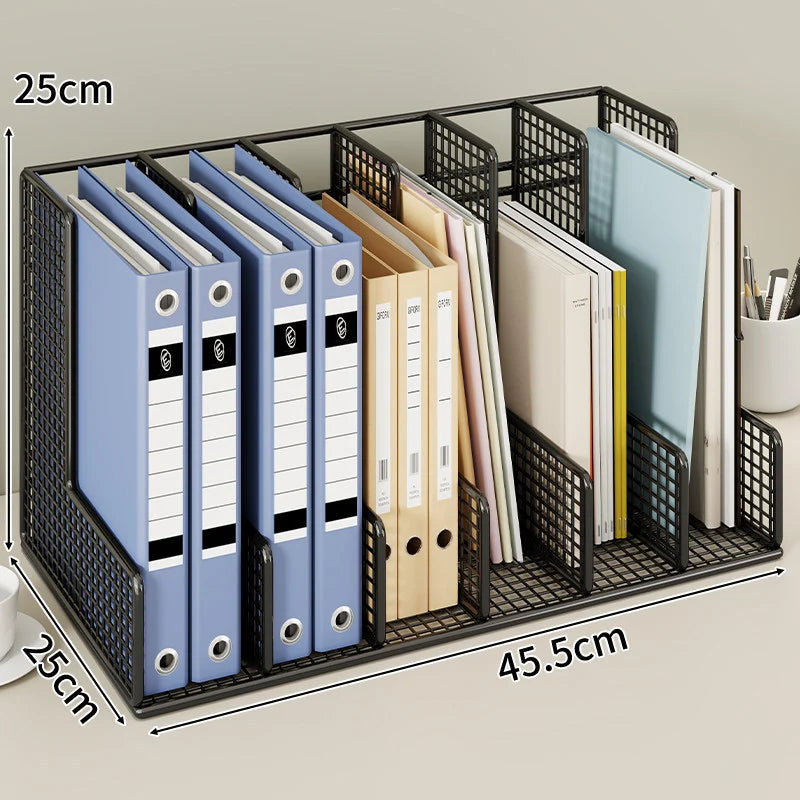 Desk File Organizer L-Shaped Metal Mesh Adjustable Dividers