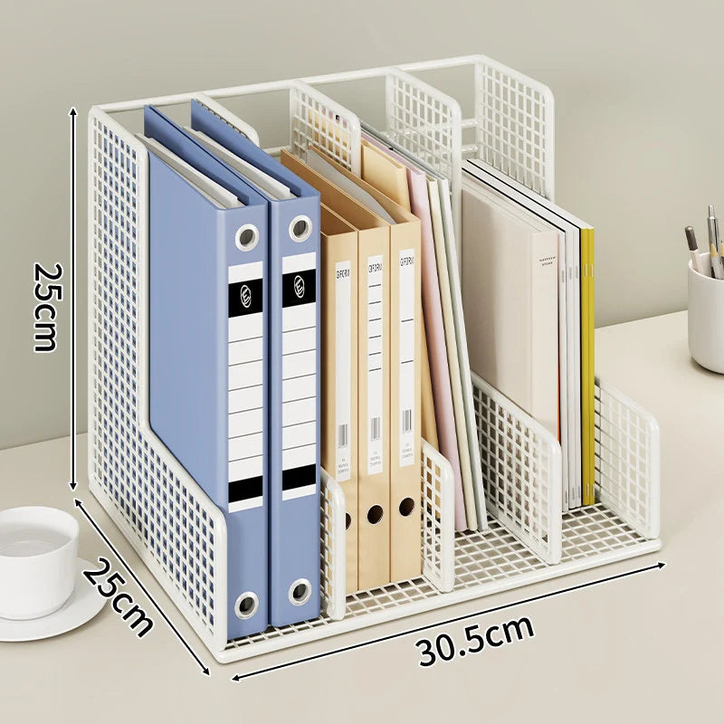 Desk File Organizer L-Shaped Metal Mesh Adjustable Dividers