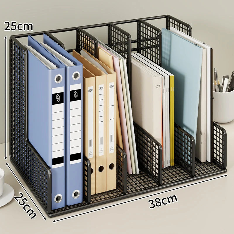 Desk File Organizer L-Shaped Metal Mesh Adjustable Dividers