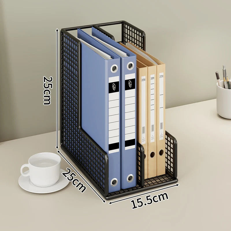 Desk File Organizer L-Shaped Metal Mesh Adjustable Dividers