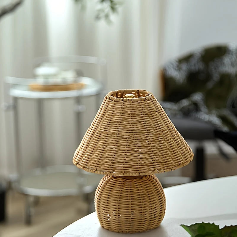 Desk Lamp Handwoven Bamboo USB Powered Shadow Patterns