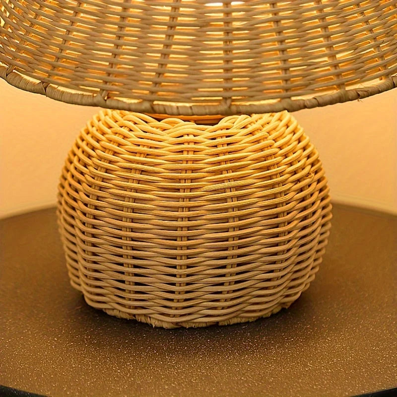Desk Lamp Handwoven Bamboo USB Powered Shadow Patterns