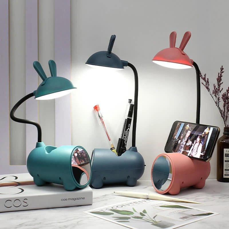 Desk Lamp Rabbit Design & Pen Holder USB Rechargeable