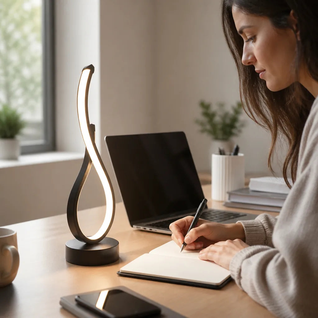 Desk Lamp Stepless Dimming & 3 Color Modes Cordless Rechargeable