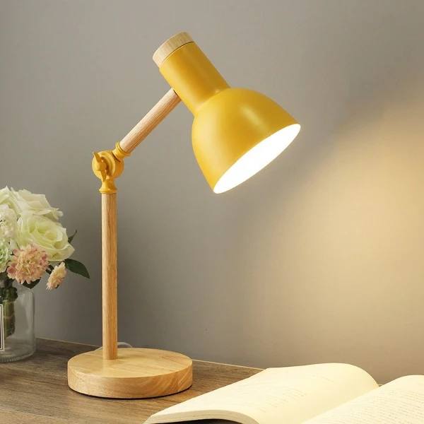 Desk Lamp Wood And Metal Adjustable Arm Touch Dimming