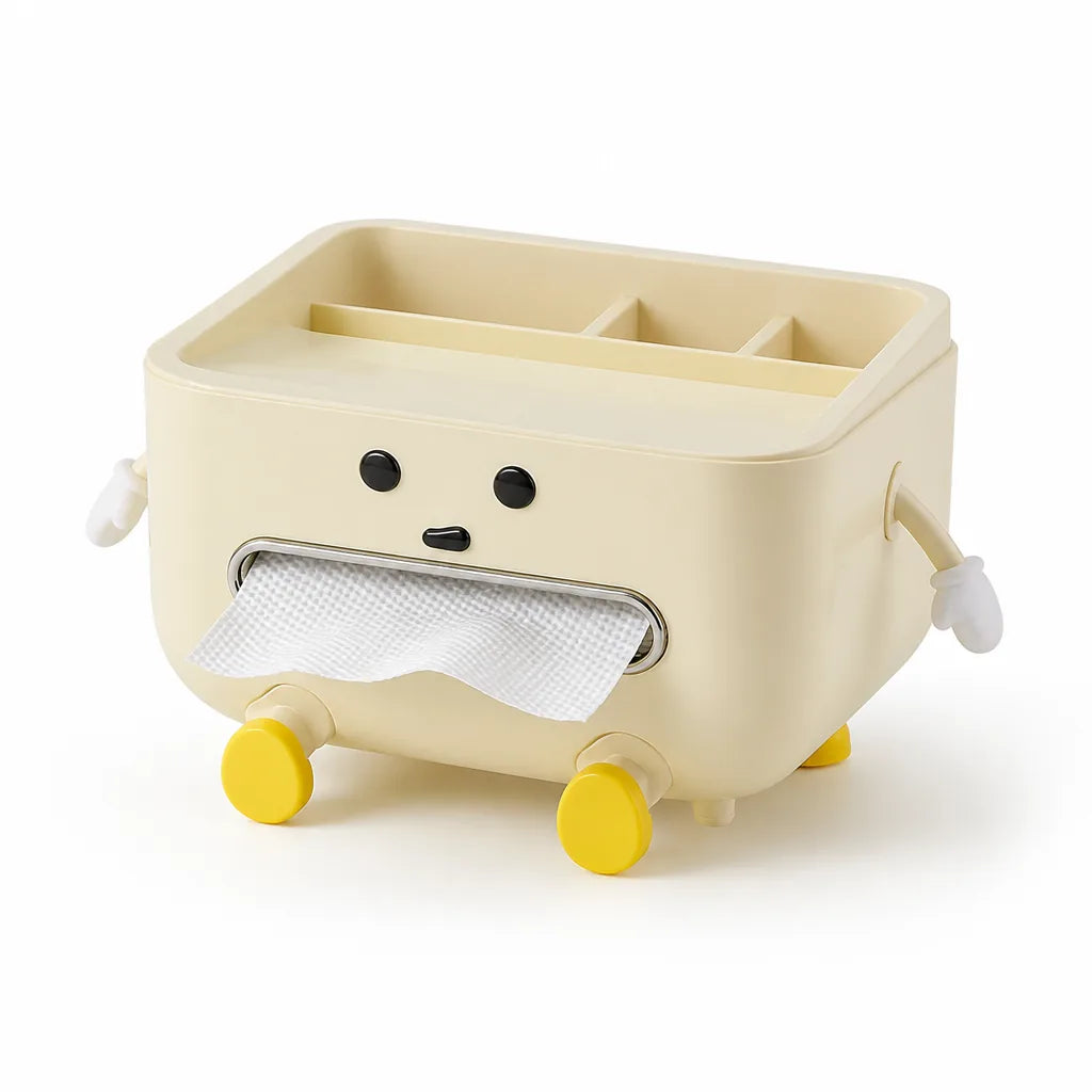 Desk Organizer 4 Compartments Paper Towel Dispenser & Phone Stand