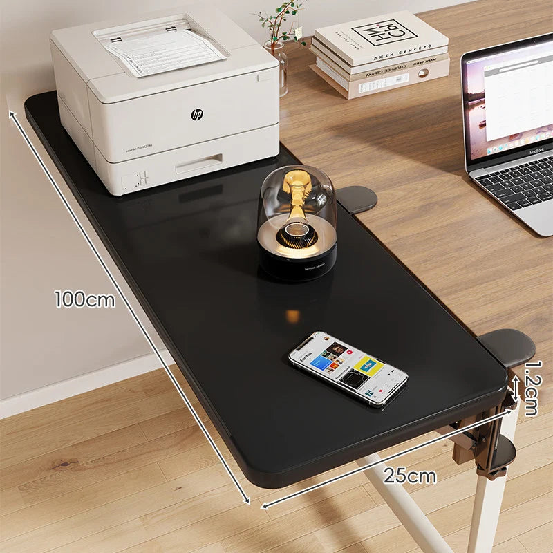 Desk Side Shelf Clamp-On Folding Wood Veneer