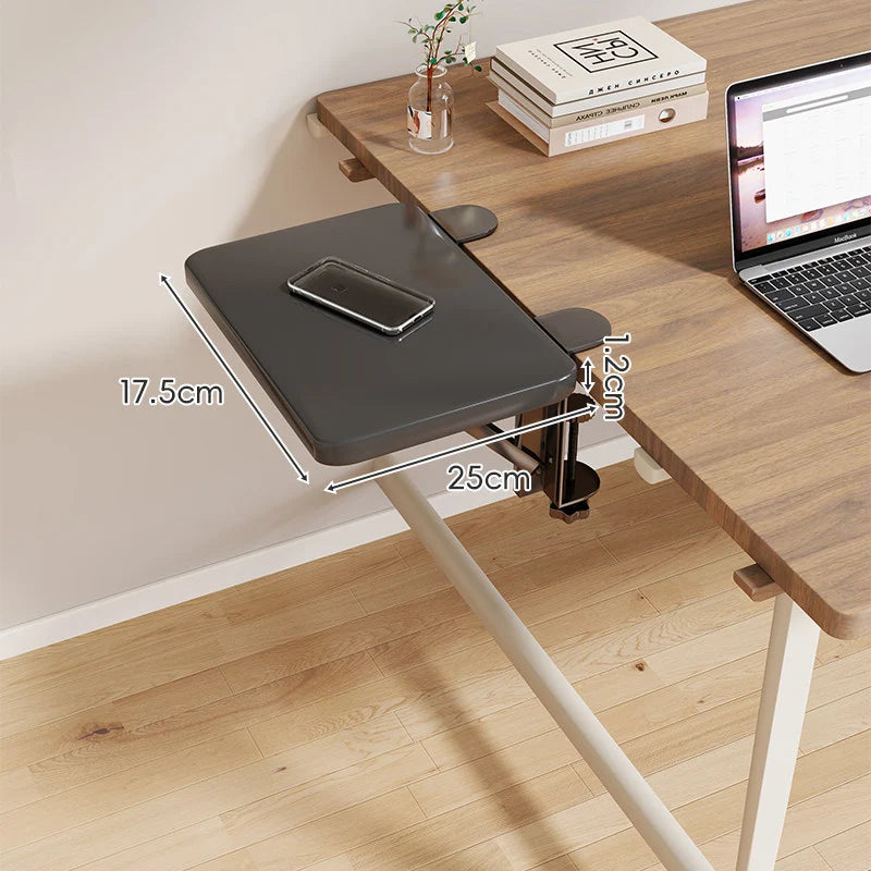 Desk Side Shelf Clamp-On Folding Wood Veneer