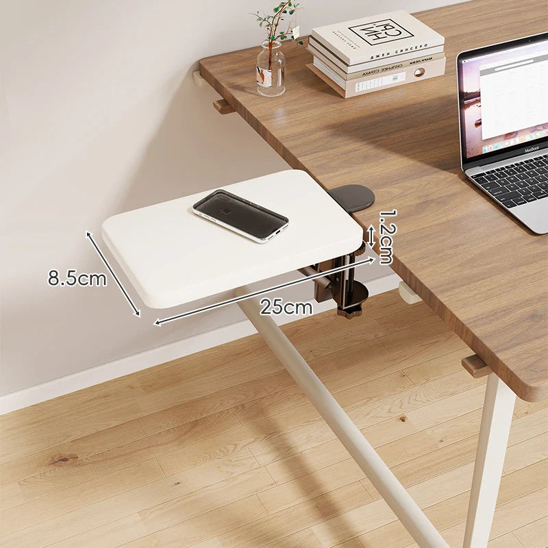 Desk Side Shelf Clamp-On Folding Wood Veneer