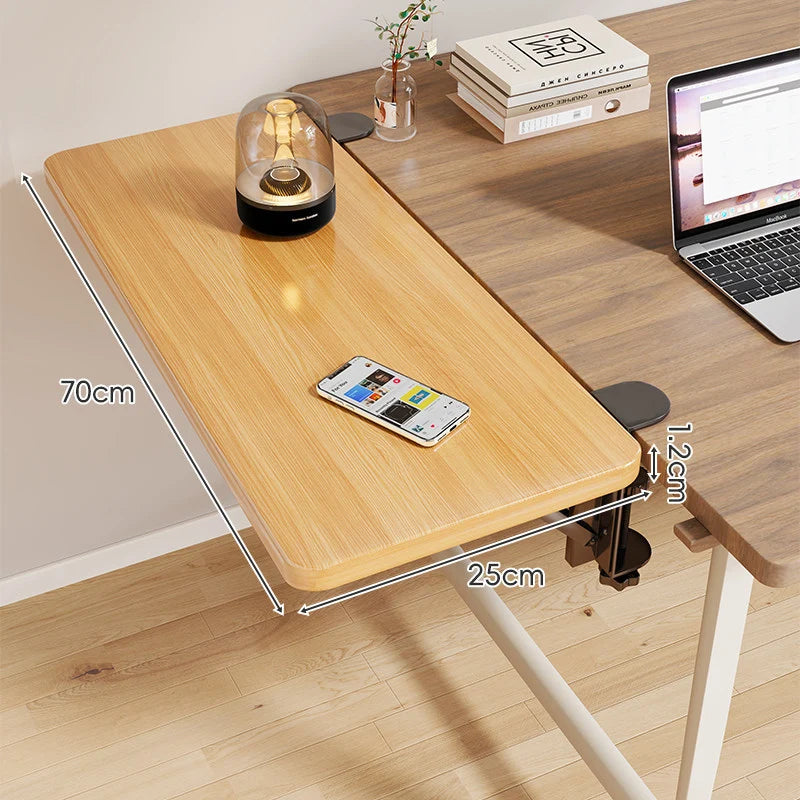 Desk Side Shelf Clamp-On Folding Wood Veneer