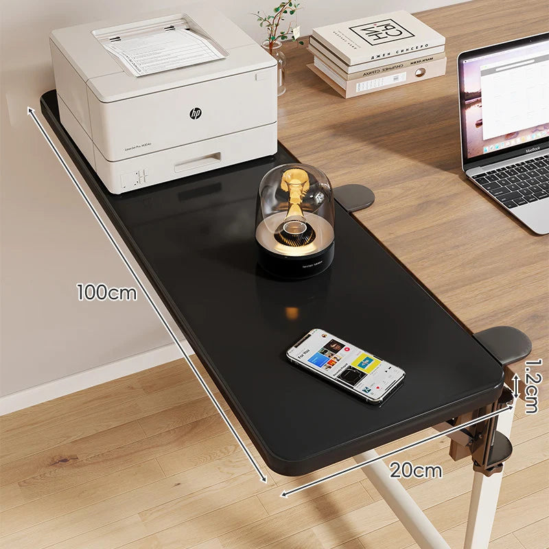 Desk Side Shelf Clamp-On Folding Wood Veneer