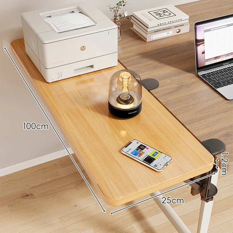 Desk Side Shelf Clamp-On Folding Wood Veneer