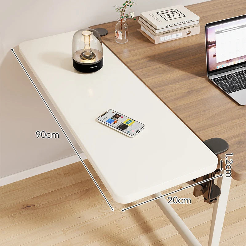 Desk Side Shelf Clamp-On Folding Wood Veneer
