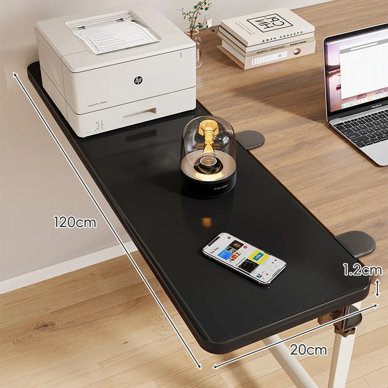 Desk Side Shelf Clamp-On Folding Wood Veneer