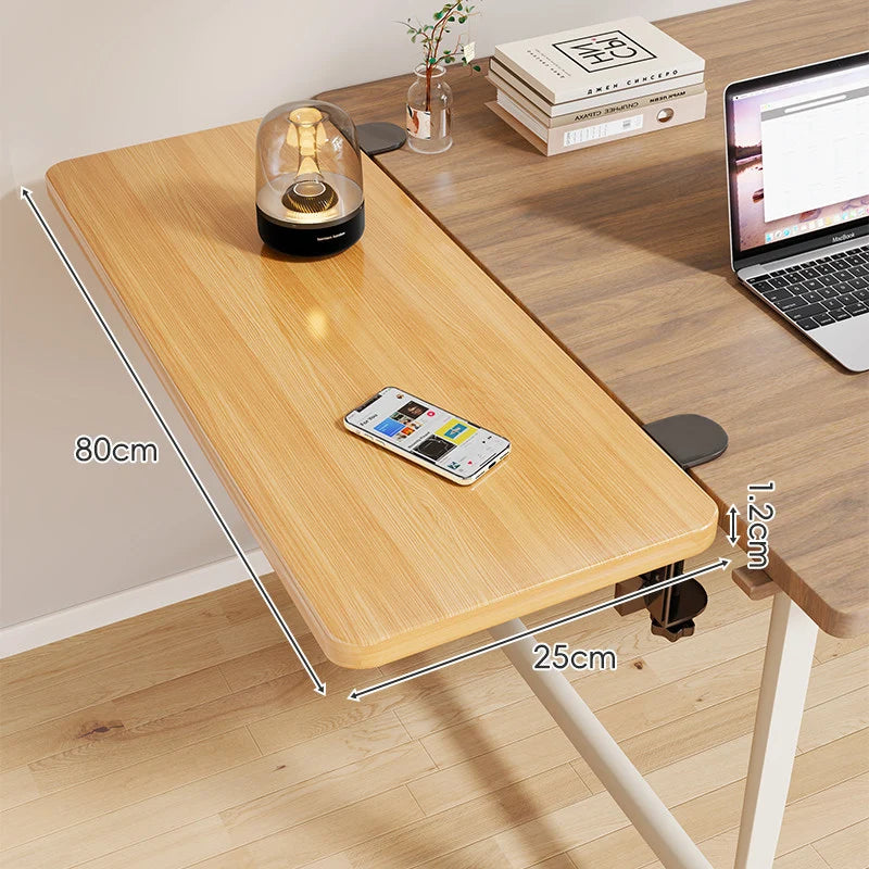 Desk Side Shelf Clamp-On Folding Wood Veneer