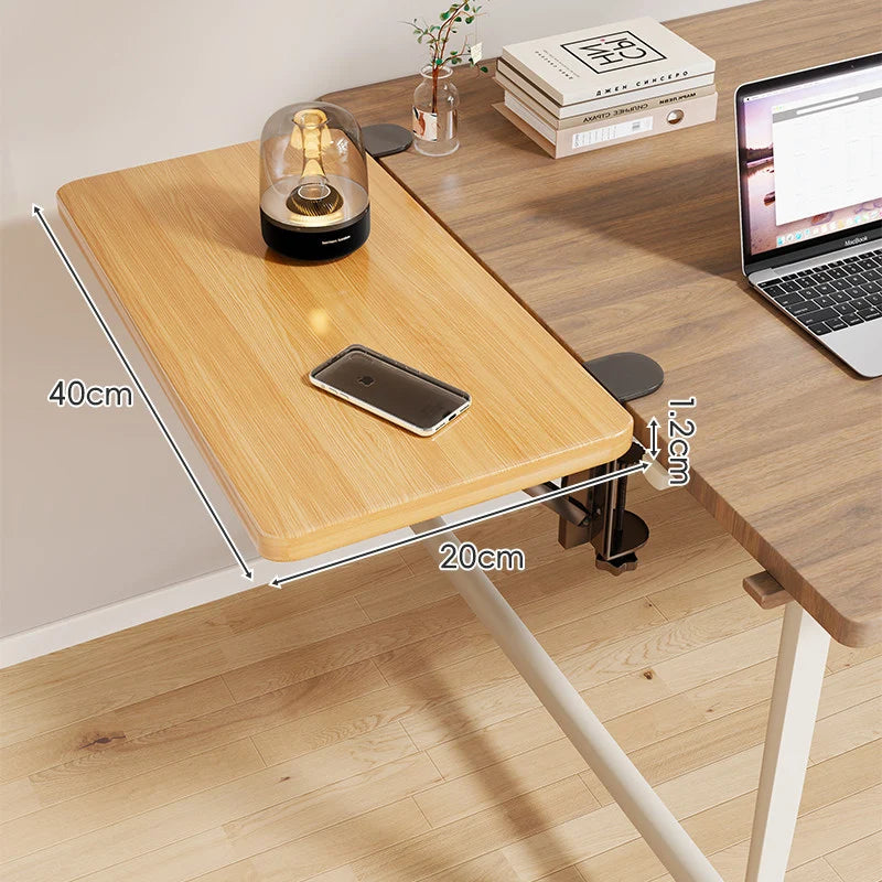 Desk Side Shelf Clamp-On Folding Wood Veneer