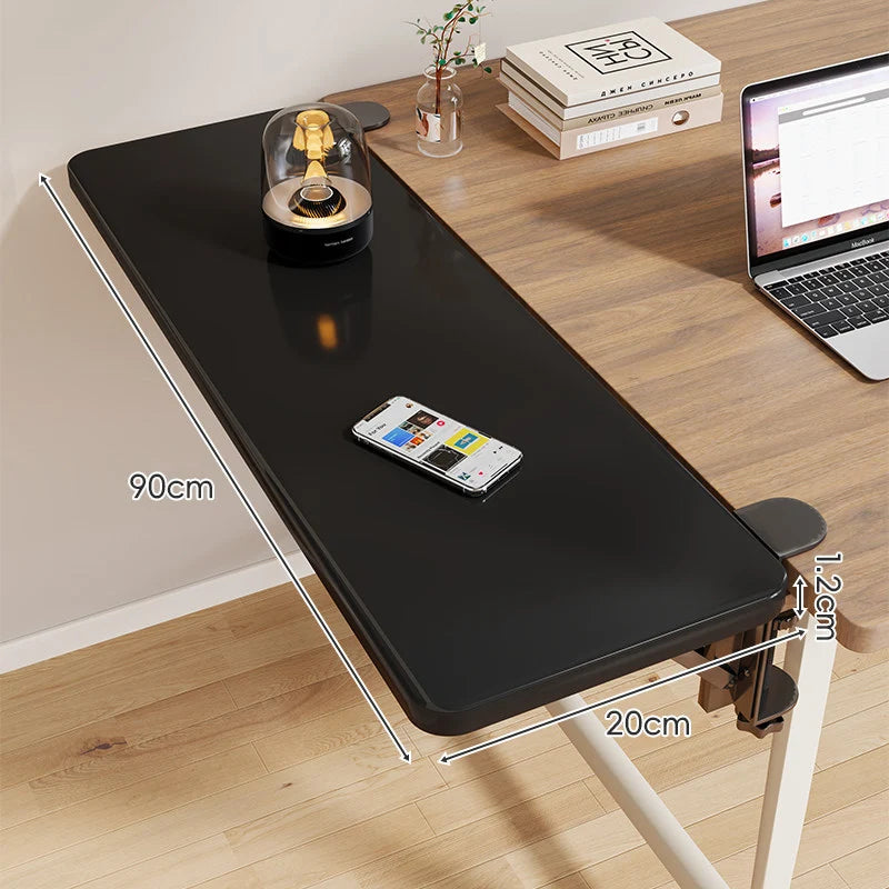 Desk Side Shelf Clamp-On Folding Wood Veneer