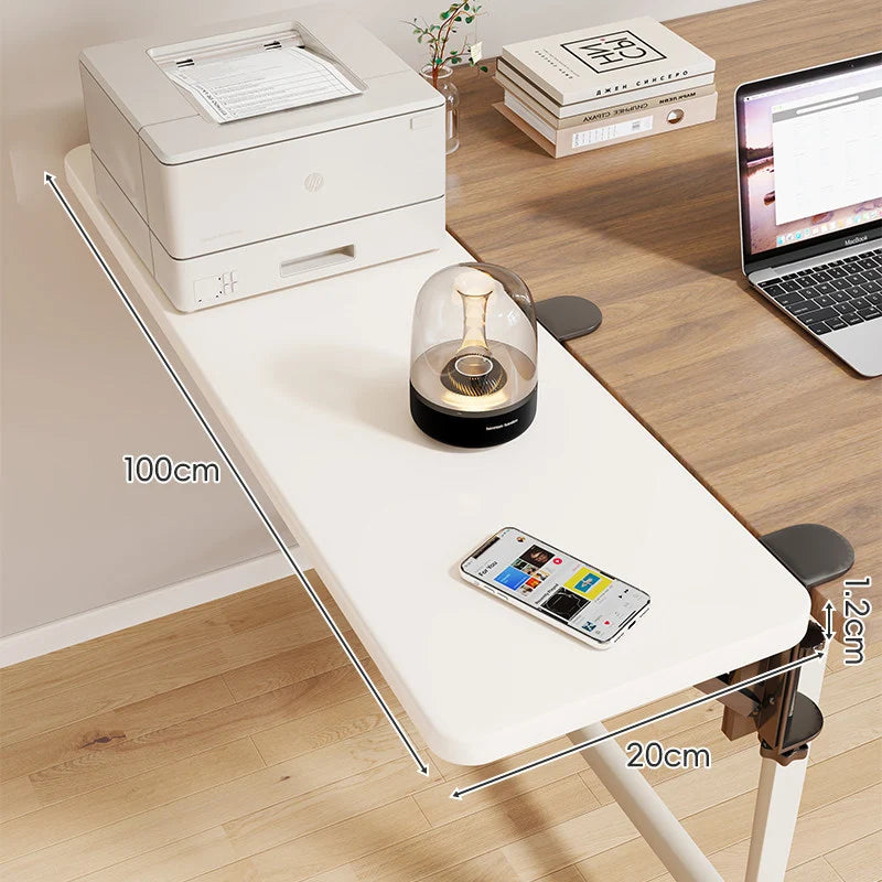 Desk Side Shelf Clamp-On Folding Wood Veneer