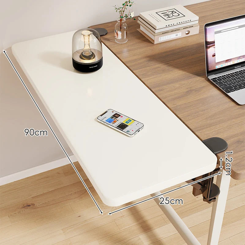Desk Side Shelf Clamp-On Folding Wood Veneer