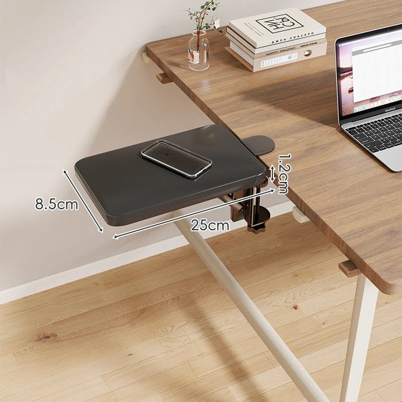 Desk Side Shelf Clamp-On Folding Wood Veneer