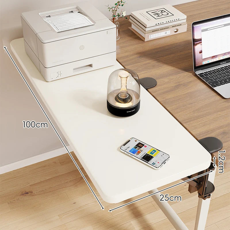 Desk Side Shelf Clamp-On Folding Wood Veneer