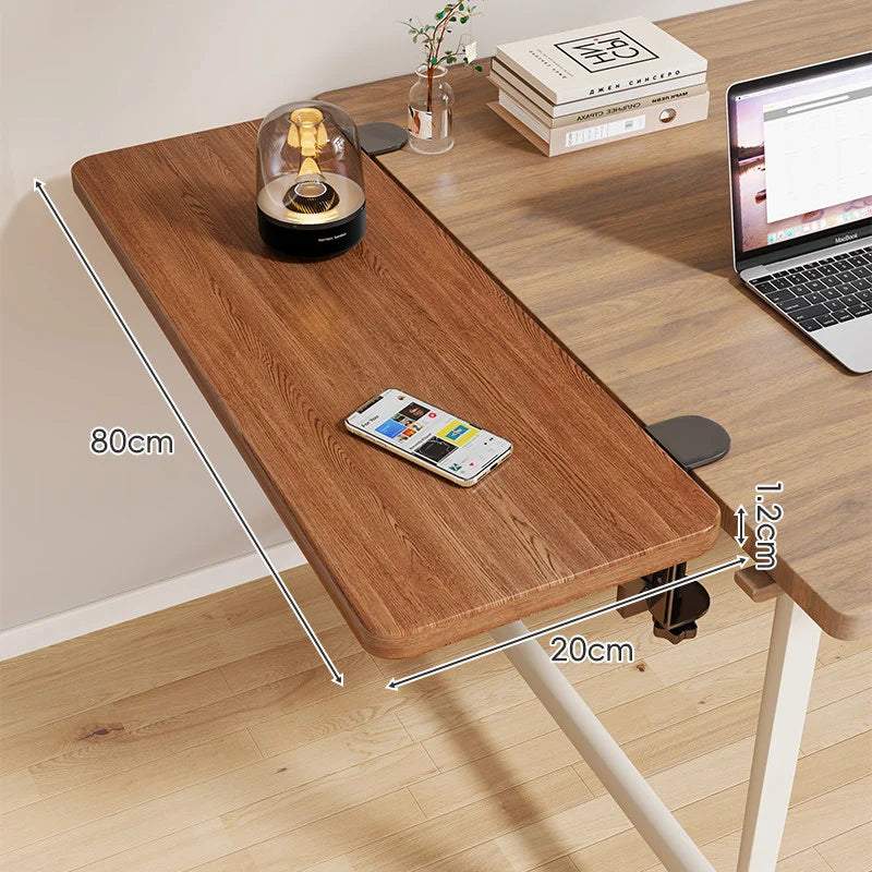 Desk Side Shelf Clamp-On Folding Wood Veneer