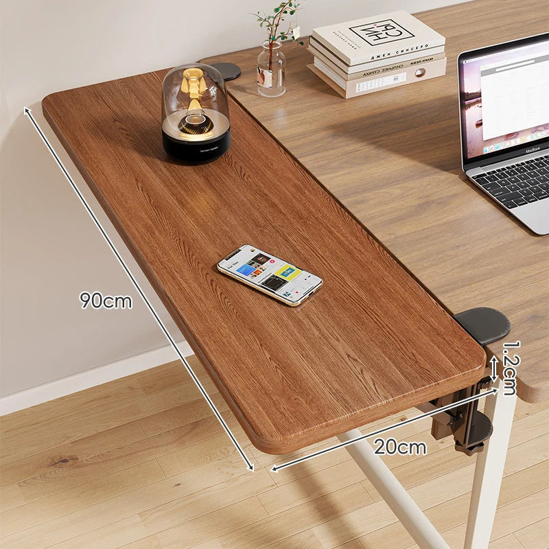 Desk Side Shelf Clamp-On Folding Wood Veneer
