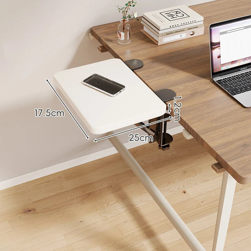 Desk Side Shelf Clamp-On Folding Wood Veneer